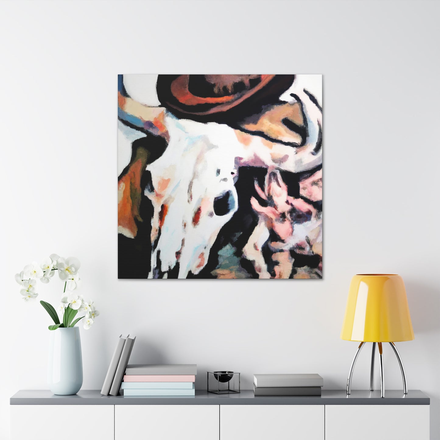 "Cow Skull Expressionism Painting" - Canvas