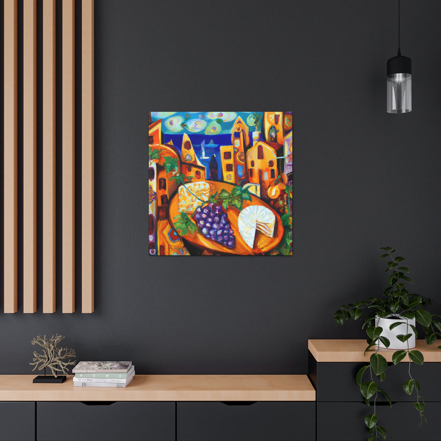 "Still Life: Cheese Grapes" - Canvas