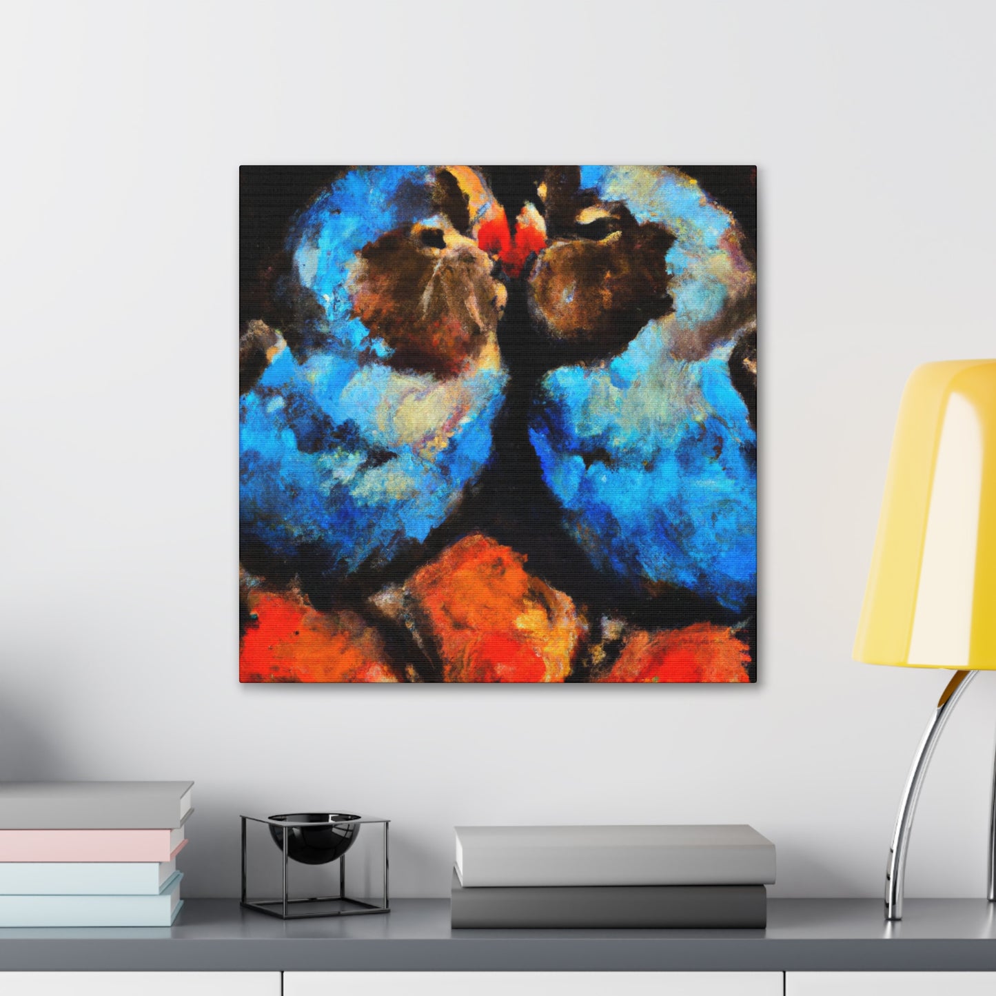 "Lovebirds in Moonlit Nocturne - Canvas