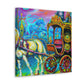 "Carriage With Reining Horse" - Canvas