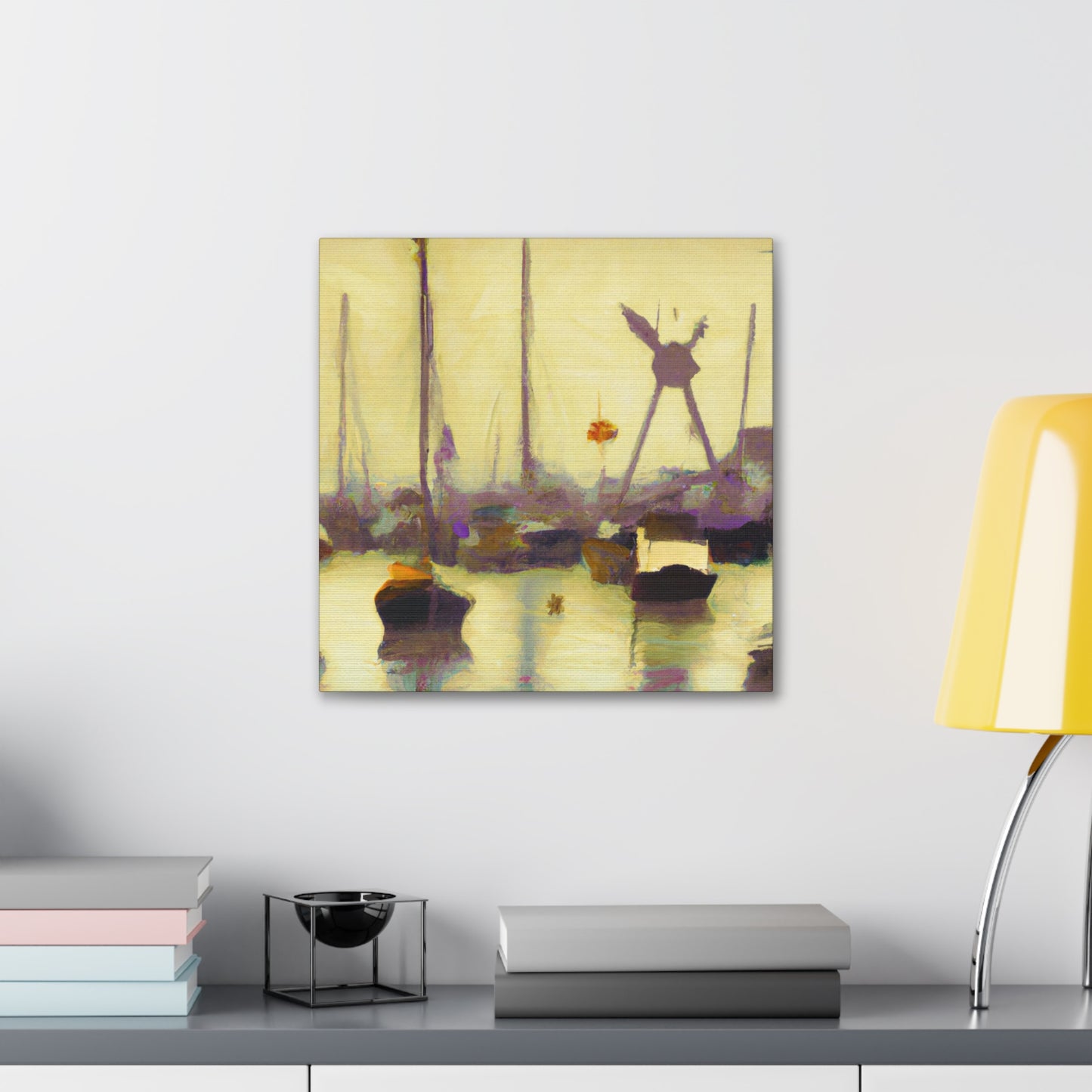 "Harbor at Sunrise Scene" - Canvas