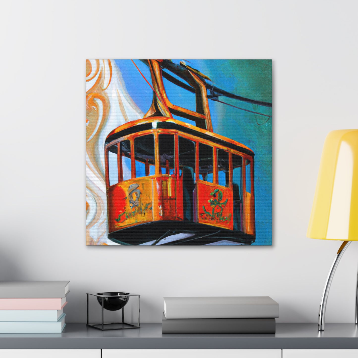 "Cable Car Sunset Scene" - Canvas