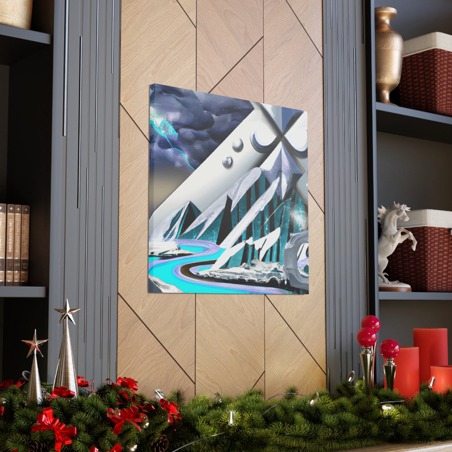 "Snowy Mountain Peaks Glow" - Canvas