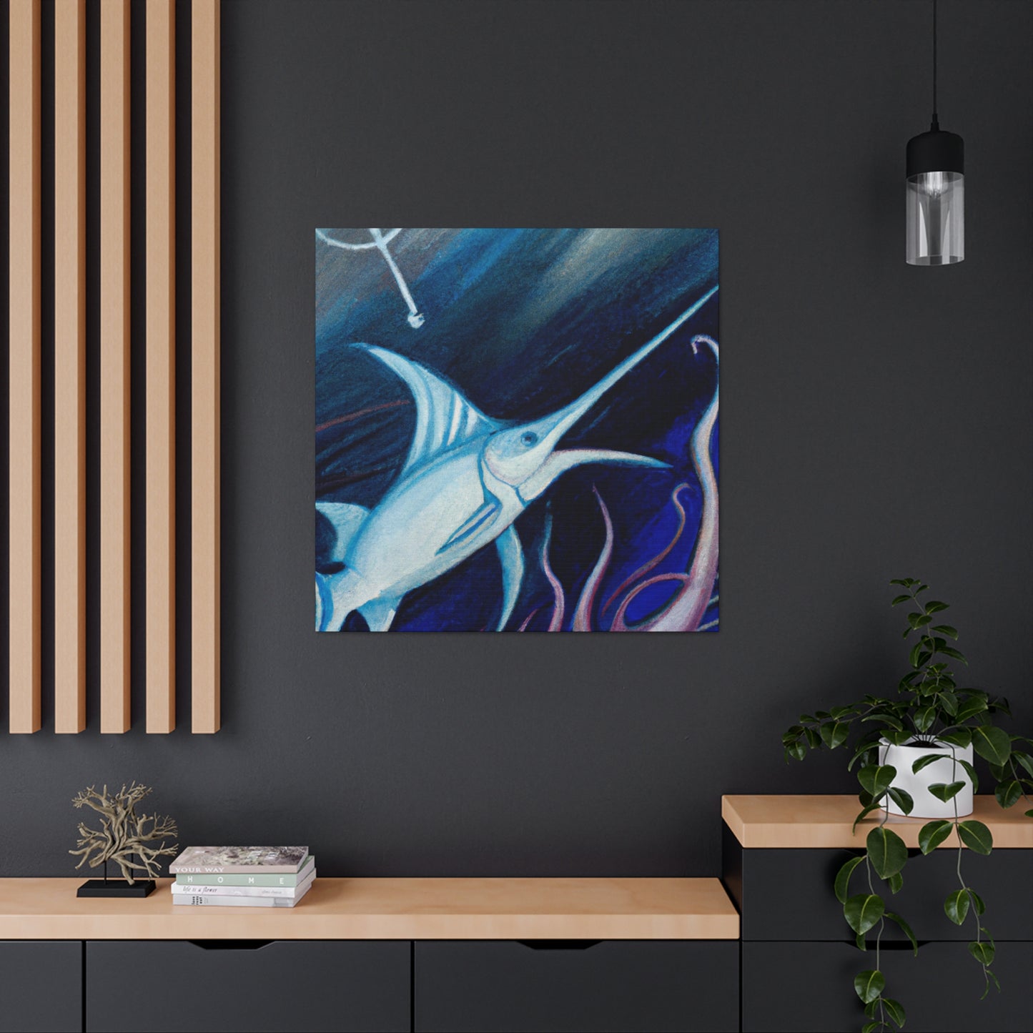 "Swimming Swordfish Splendor" - Canvas