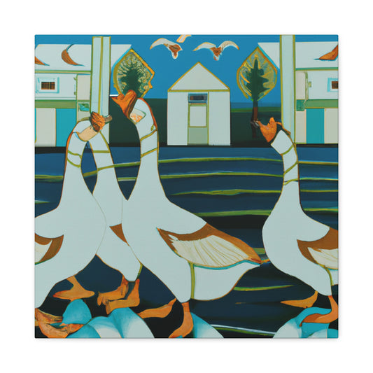 "Geese Over Art Deco" - Canvas