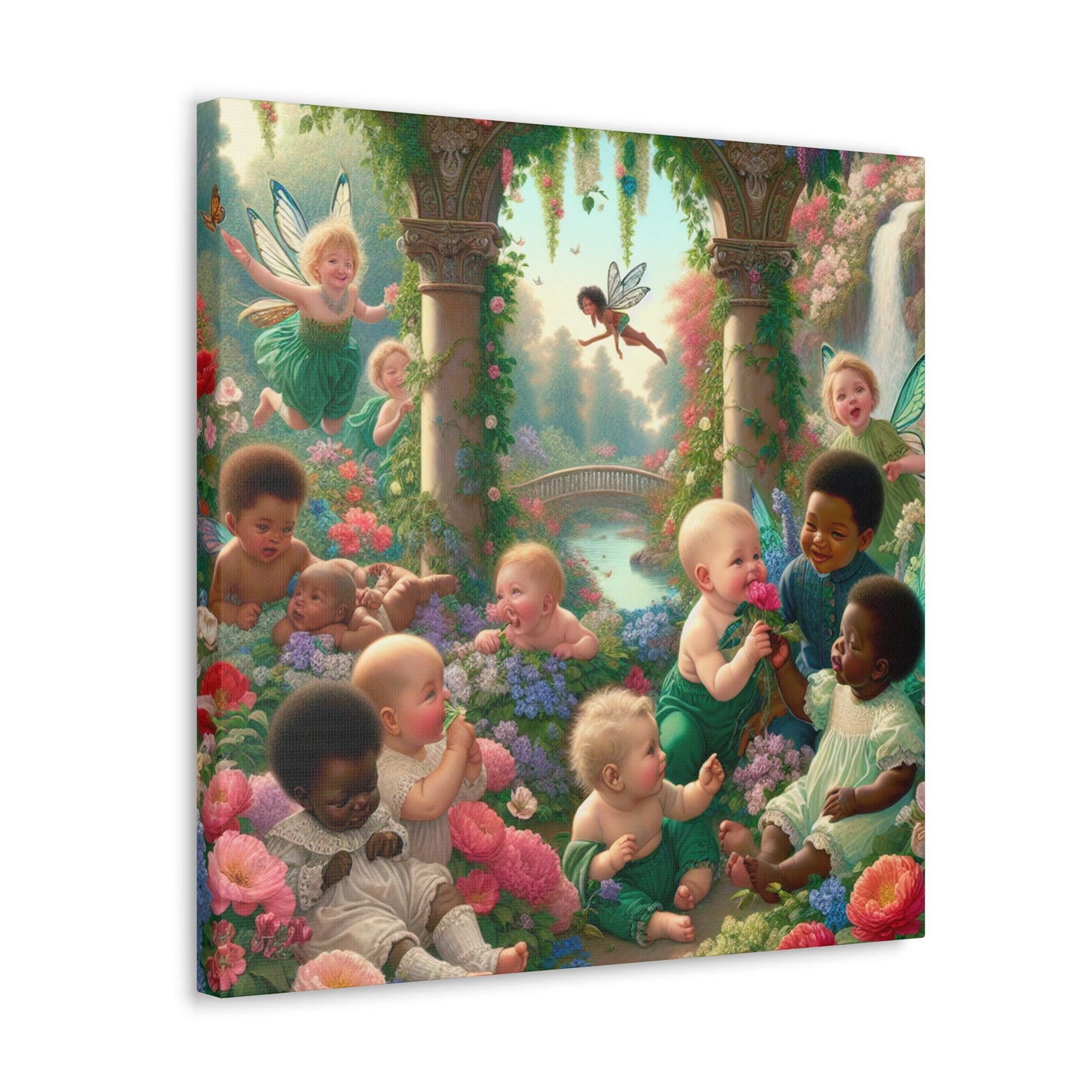 Whimsical Blooms and Sprites - Canvas