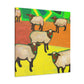 Sheep in Red Pastures - Canvas