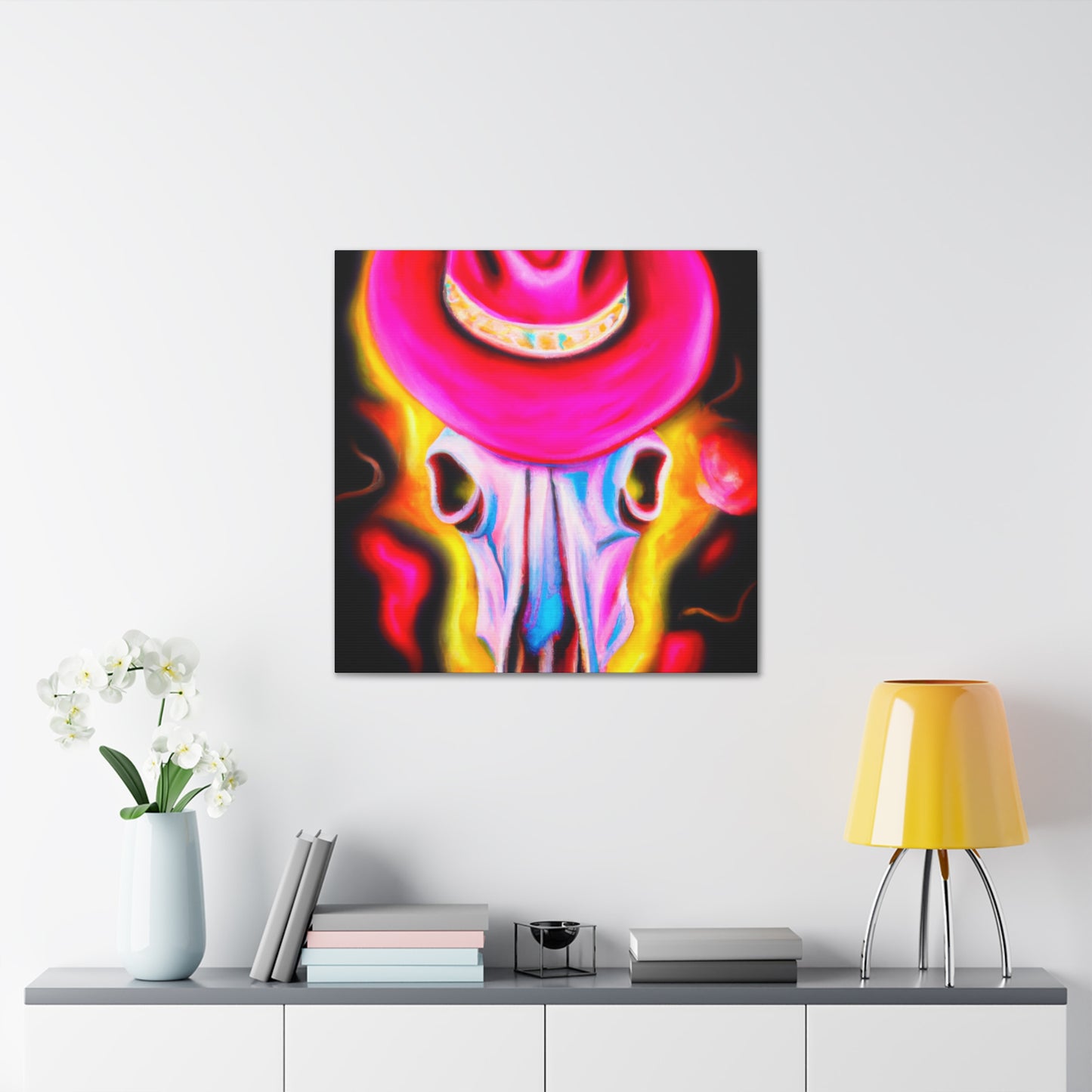 "Cow Skull in Deco" - Canvas