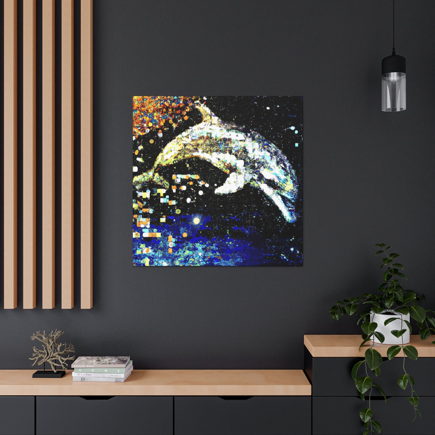 Dolphins in Pointillism - Canvas