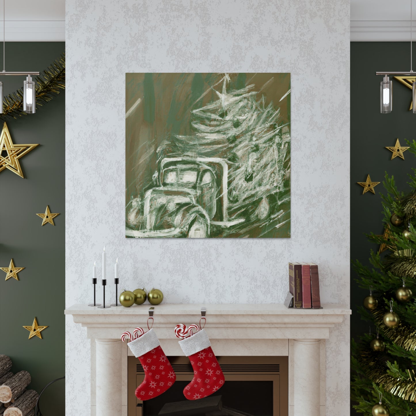 "Christmas Tree Truck Dashing" - Canvas