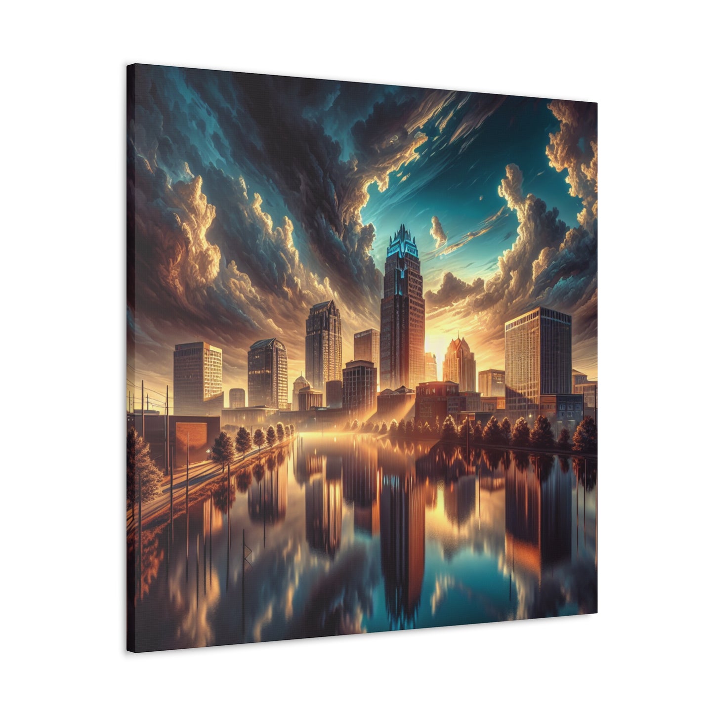 "Cityscape Symphony: Raleigh" - Canvas