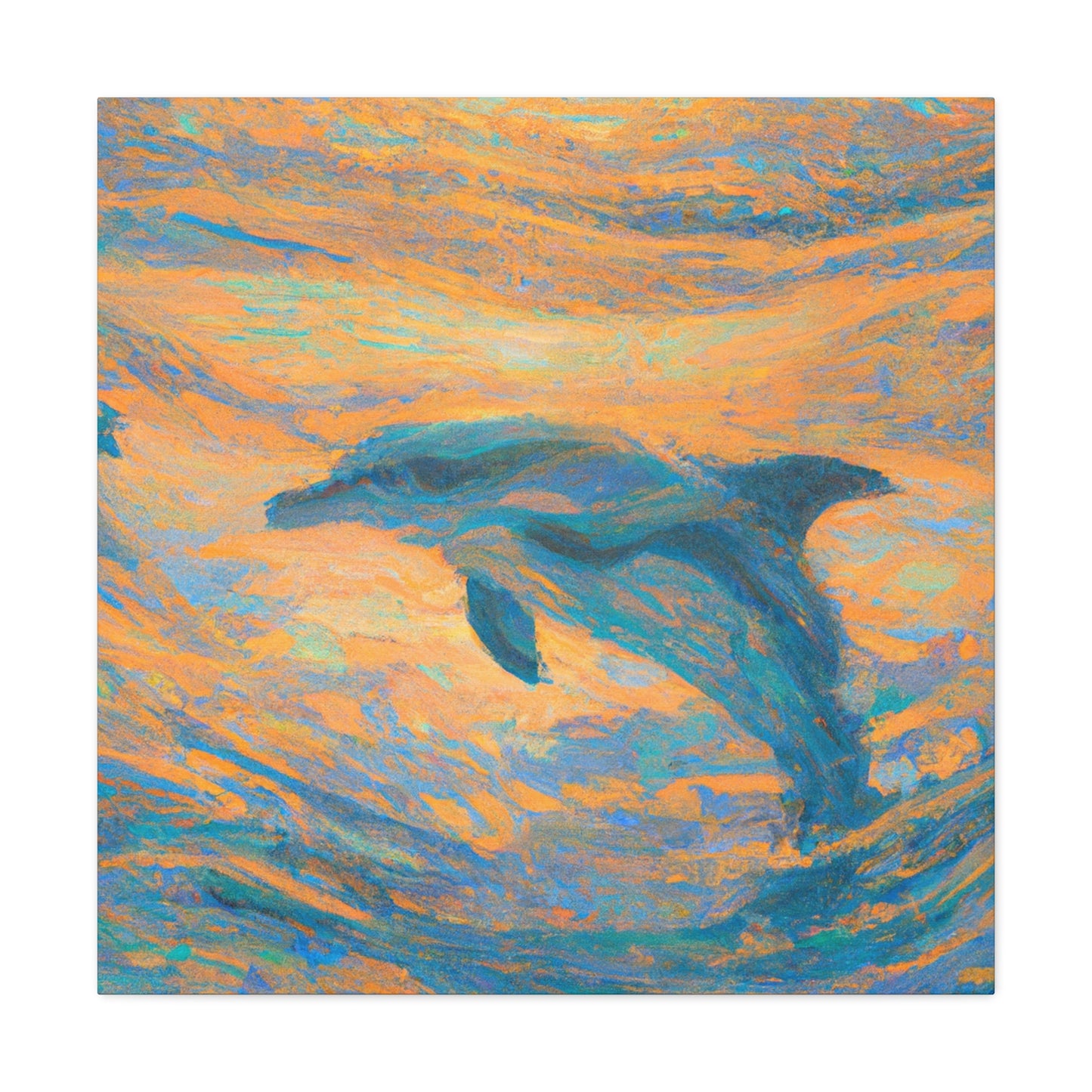 "Dancing Dolphins in Color" - Canvas