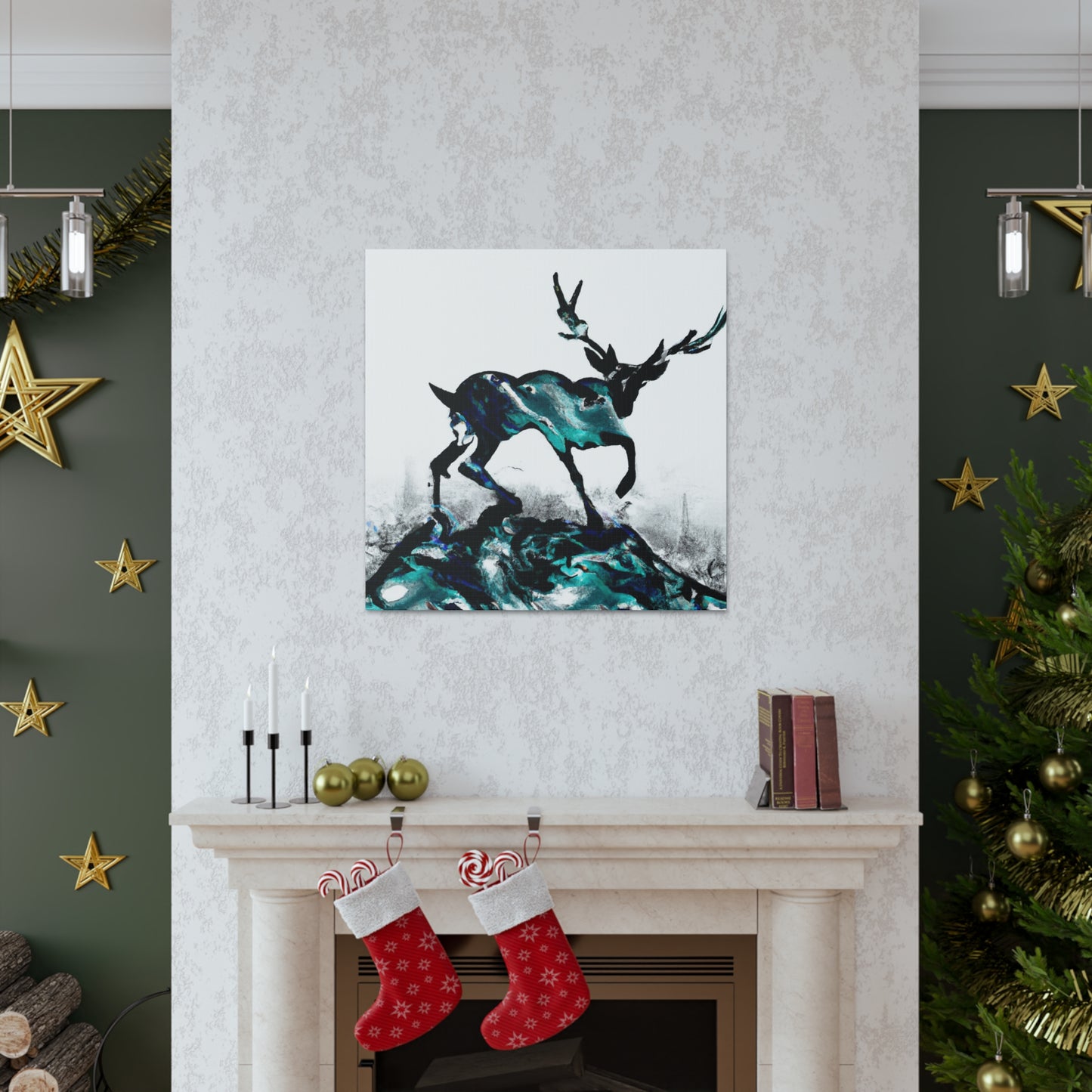 Deer in Moonlight Glade - Canvas