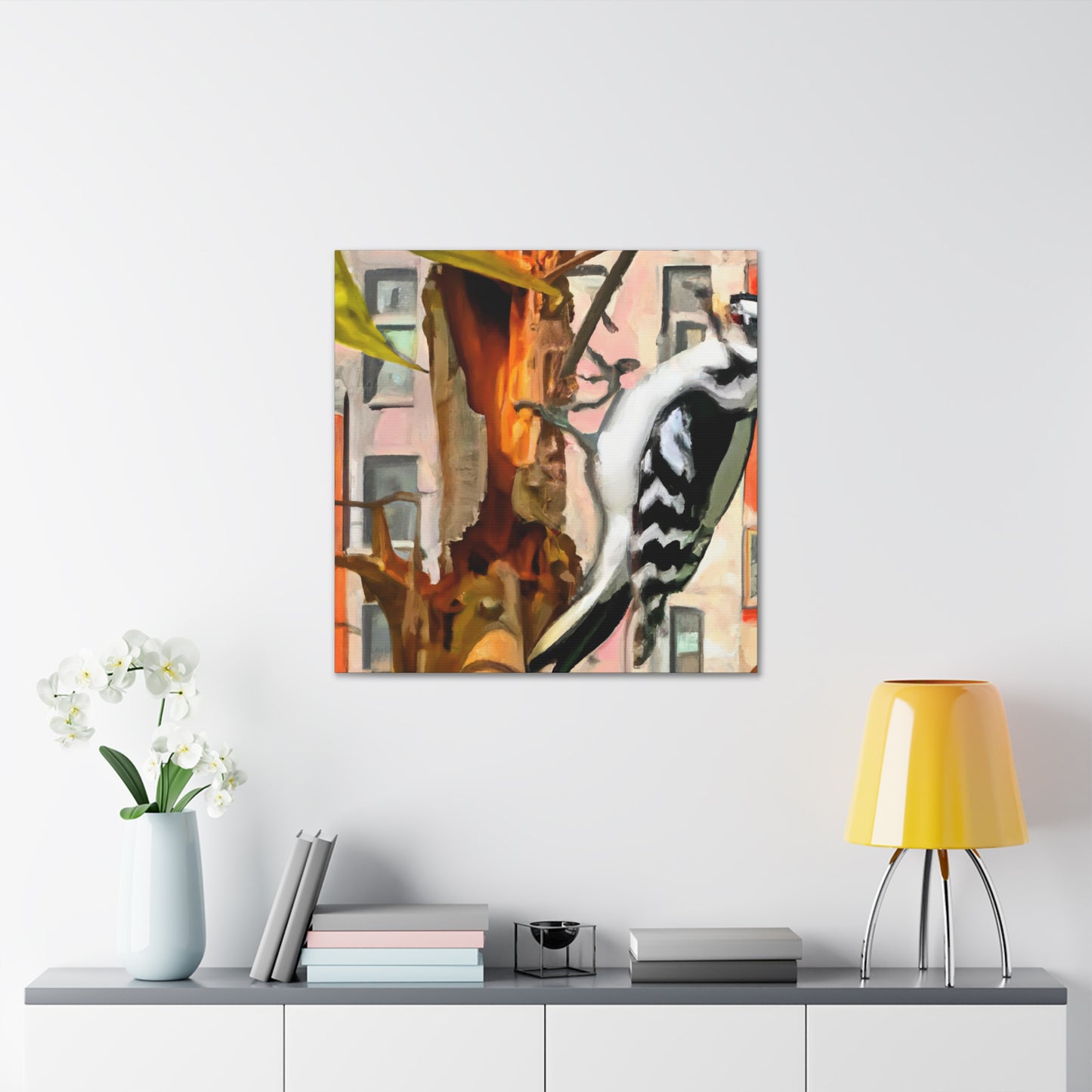 "Downy Woodpecker Dreaming" - Canvas