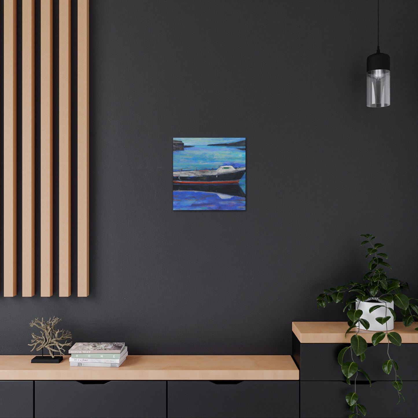 "Boats at Dawn Illustration" - Canvas