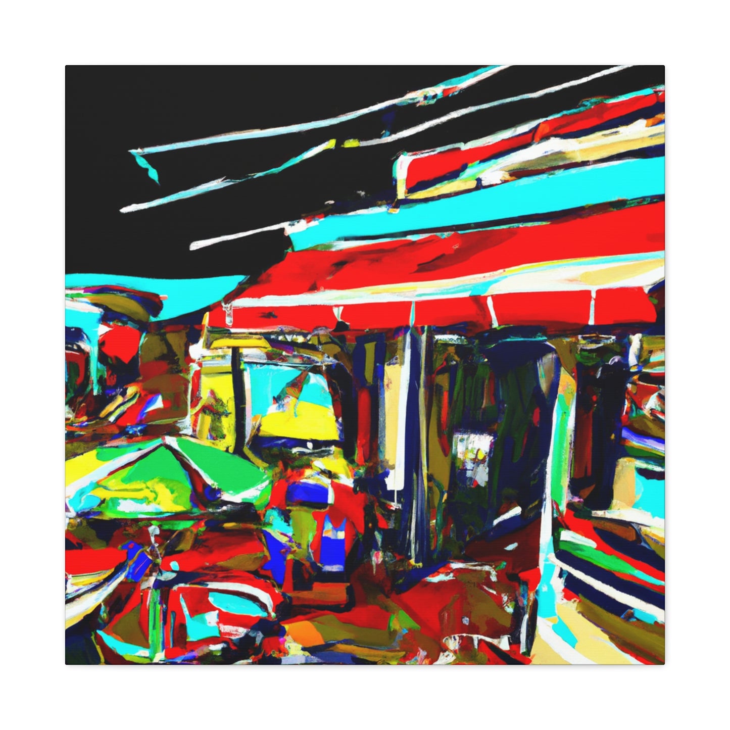 Beach Shops Nightscape - Canvas