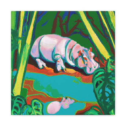 "Hippo in Reflection" - Canvas