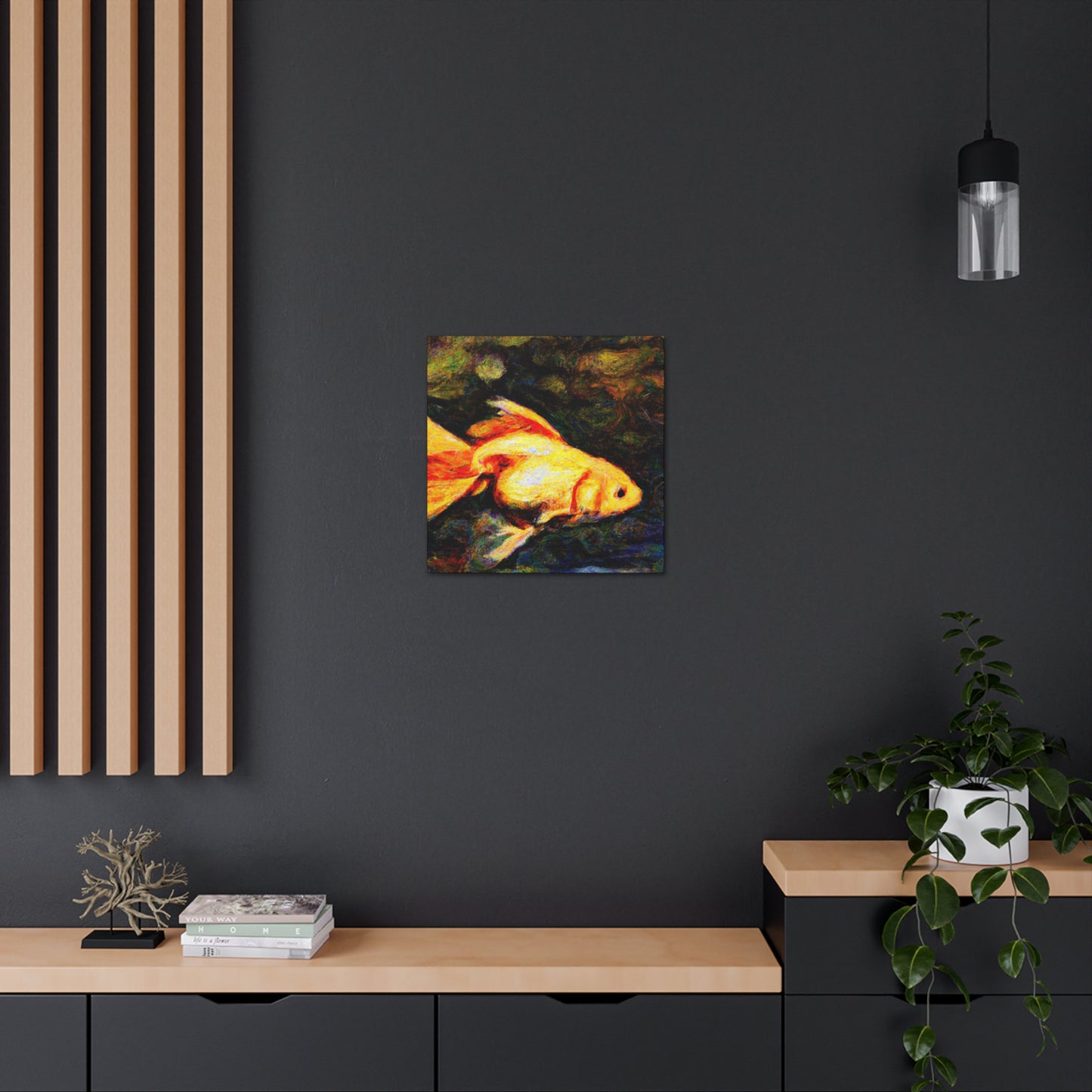 "Gilded Goldfish Glowing". - Canvas