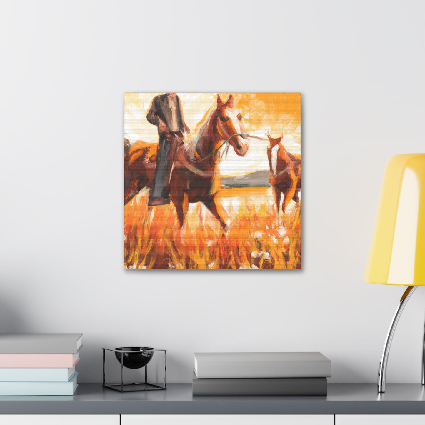 Wild Horses Grazing - Canvas