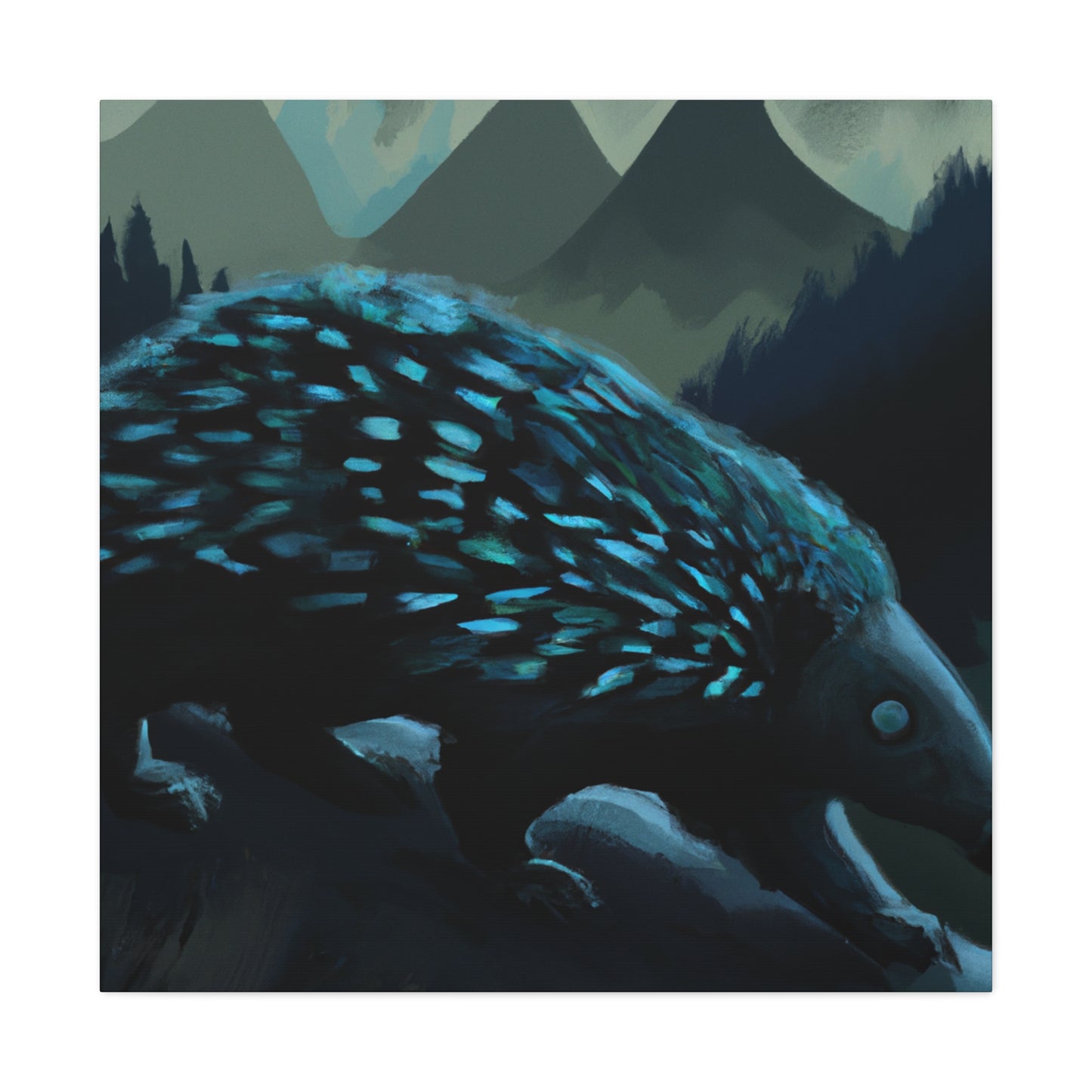 Porcupine in Moonlight. - Canvas