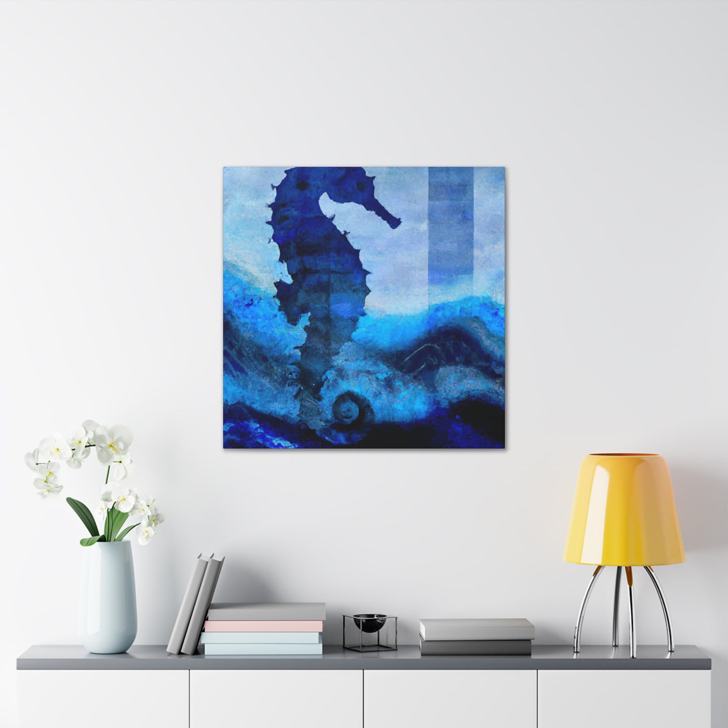 "Seahorse in Silver Art" - Canvas