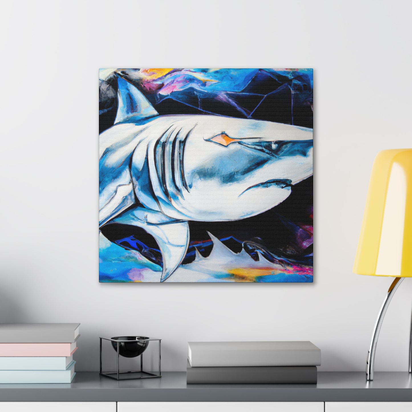 Shark in Turquoise. - Canvas