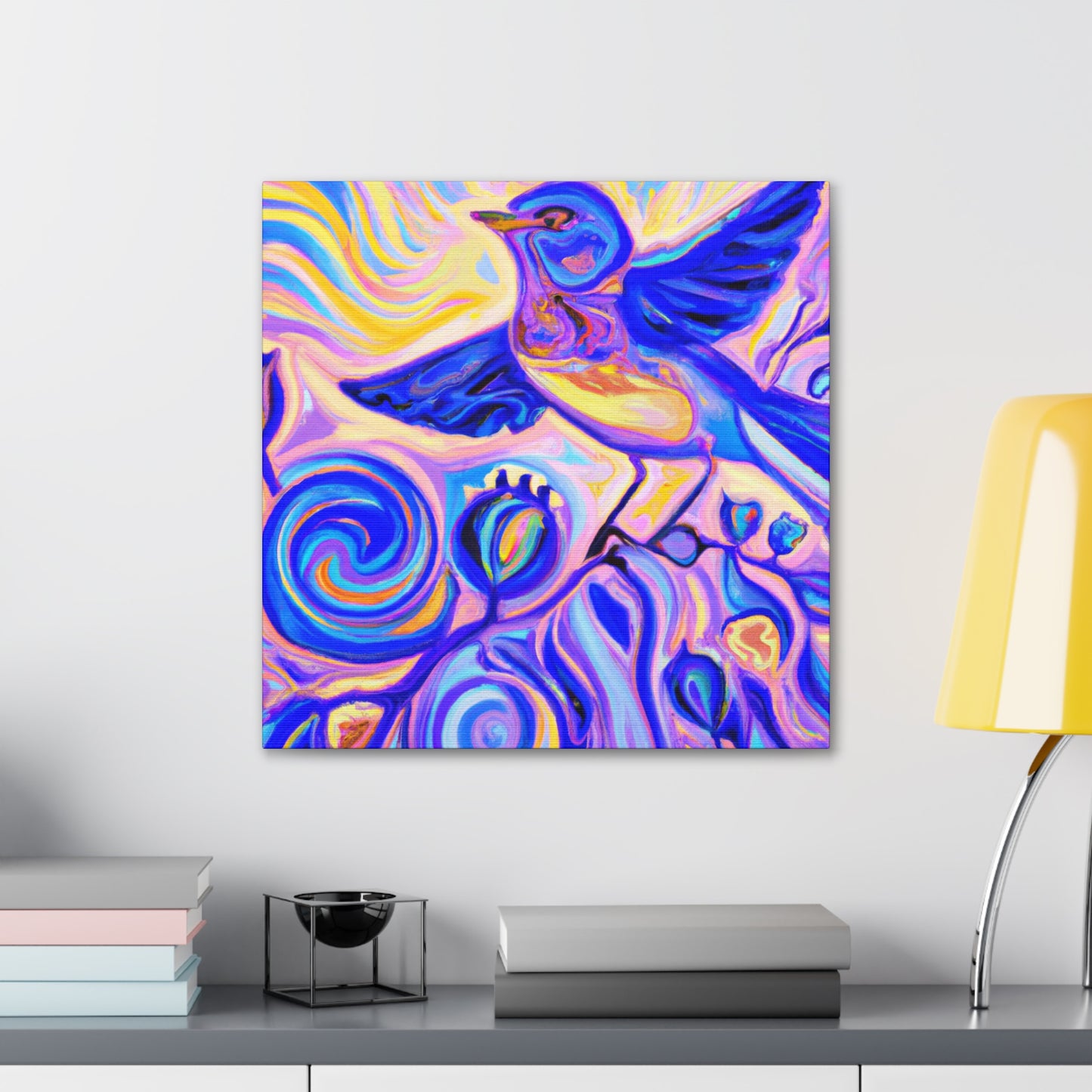 "Bluebird and Brilliant Blooms" - Canvas