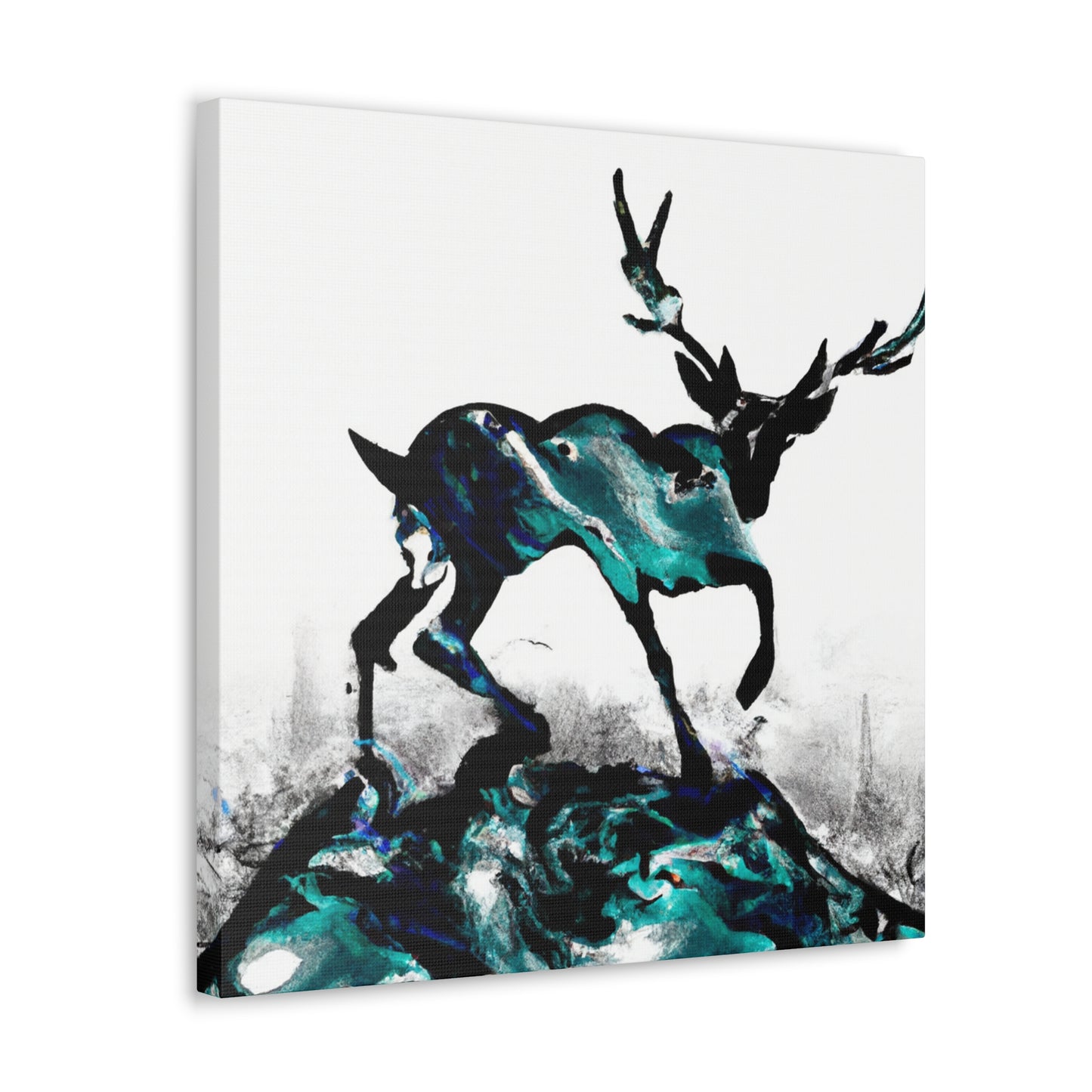 Deer in Moonlight Glade - Canvas