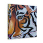 The Bengal tiger has become an iconic symbol of style and elegance in the Art Deco era of the 1920s. Its beautiful orange and black stripes, strong features, and fierce demeanor would all work to create a powerful and stylish motif. This could - Canvas