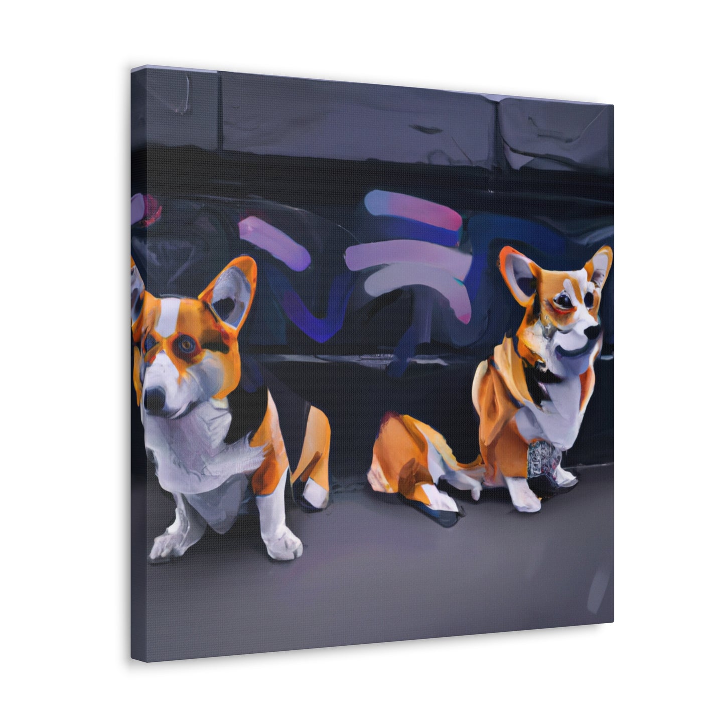 Corgis in Motion. - Canvas