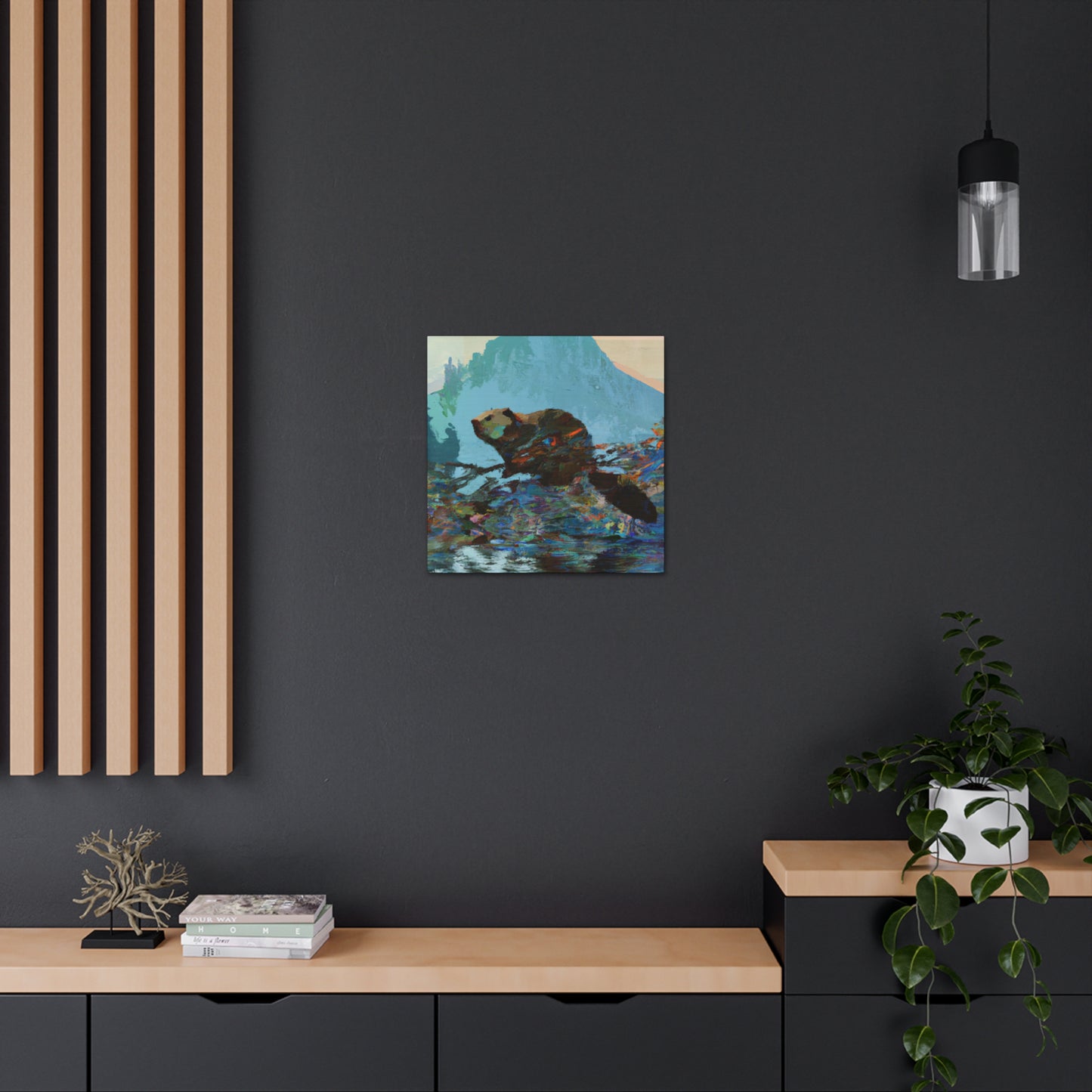 "Beaver Under Moonlight" - Canvas