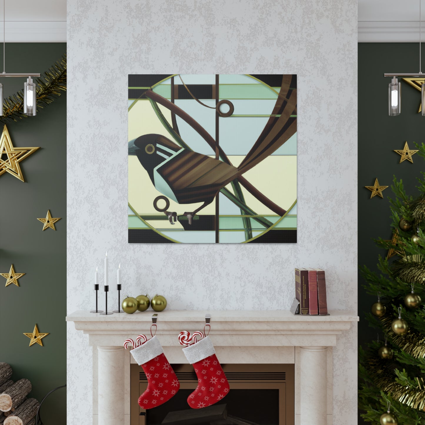 "Song Sparrow in Deco" - Canvas