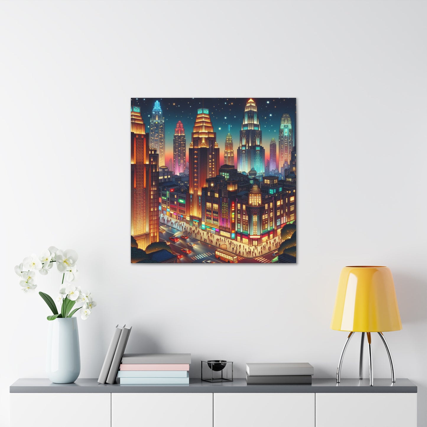 Midnight Metropolis Glow - Canvas