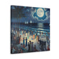 Moonlit Coastal Celebration. - Canvas