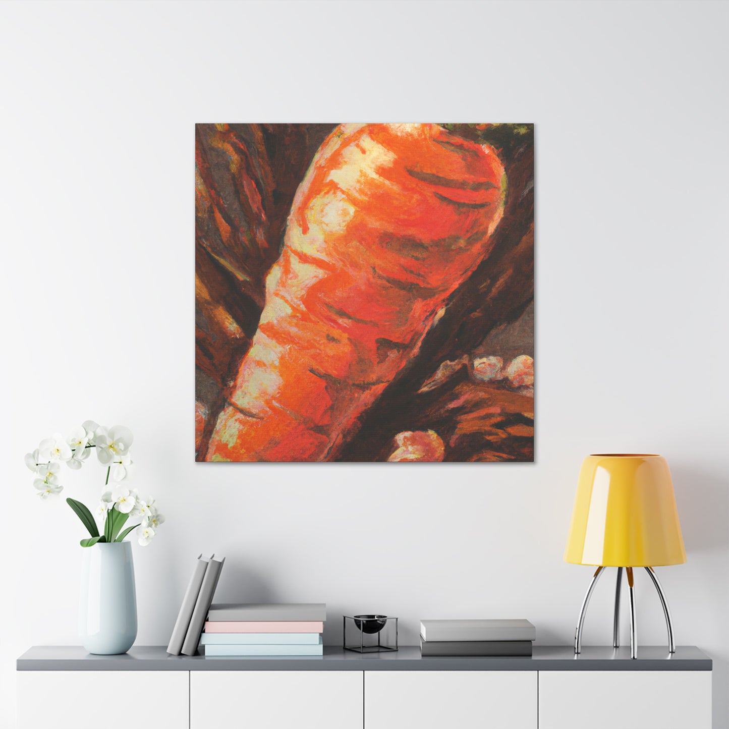 "Carrot in Impasto Glaze" - Canvas