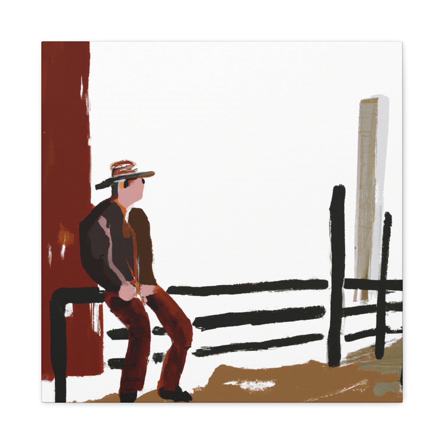 Cowboy on the Fence - Canvas