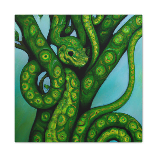 Green Python in Bloom - Canvas