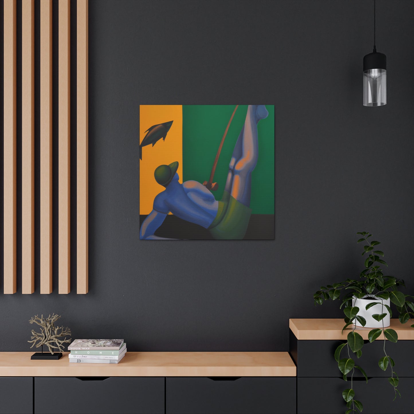 "Fishing At Dawn Deco" - Canvas