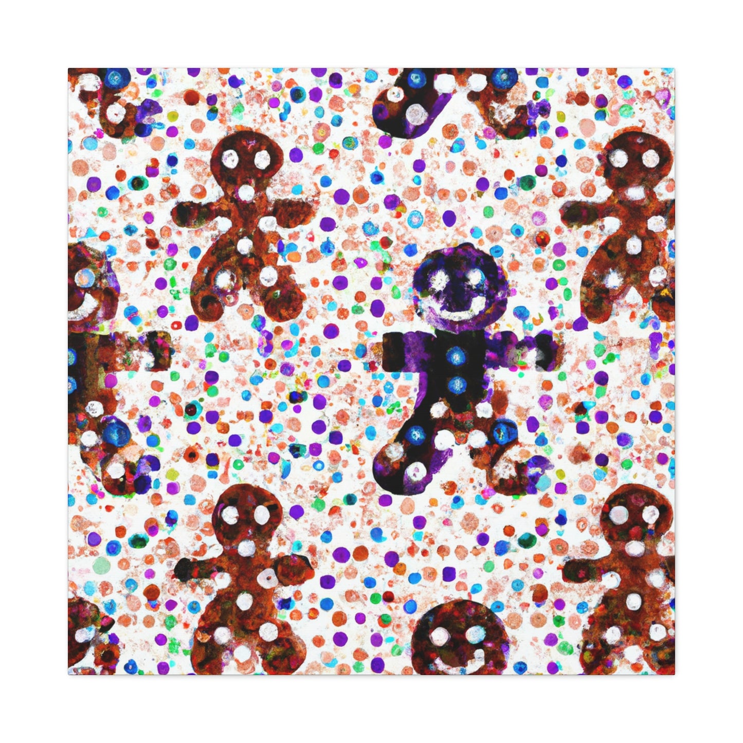 Gingerbread Man Pointillism - Canvas