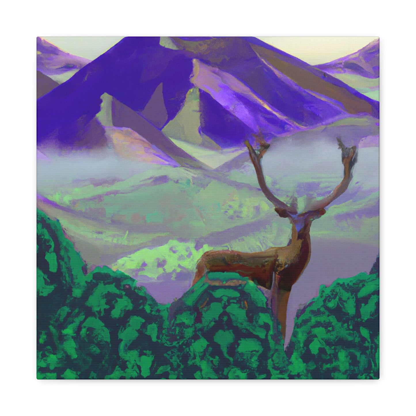 Deer in the Mist - Canvas