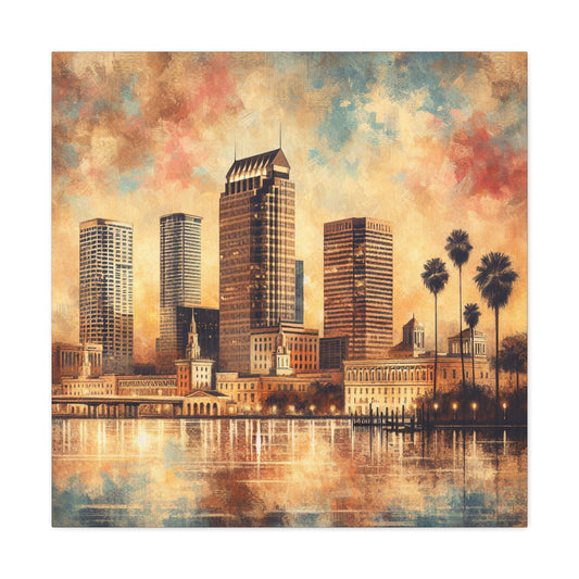 "Sunset Skyscrapers Illumination" - Canvas