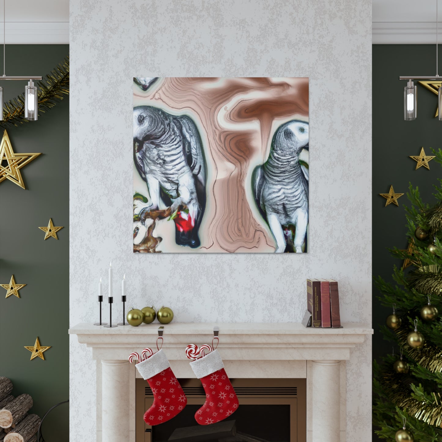 African Greys Abound - Canvas