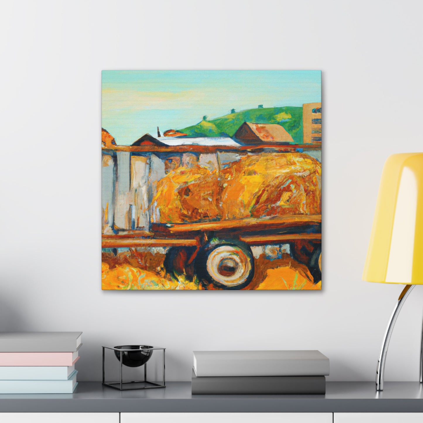 "Hay Wagon Harvest Home" - Canvas