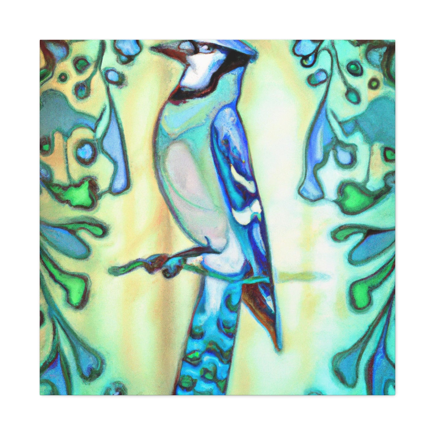 "Blue Jay's Captivating Flight" - Canvas