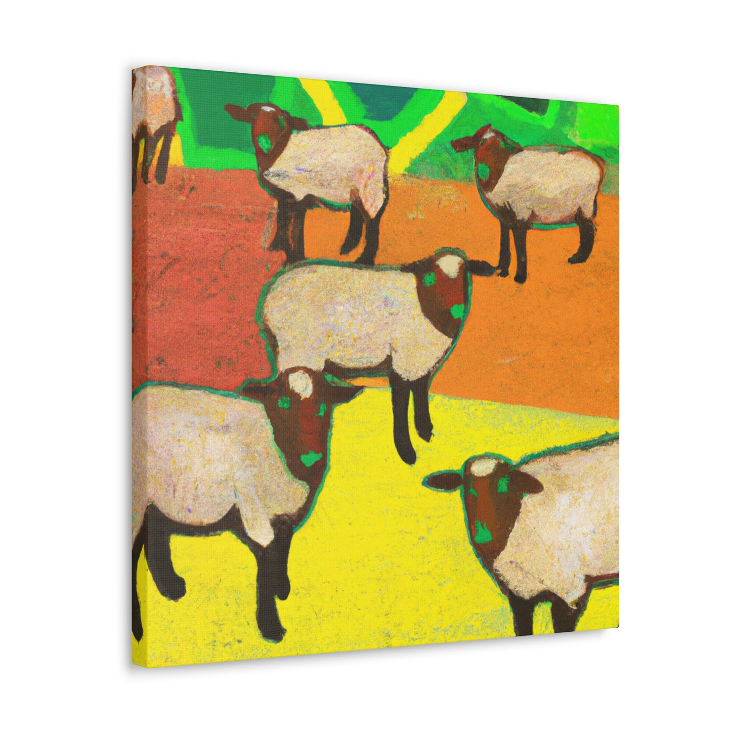 Sheep in Red Pastures - Canvas