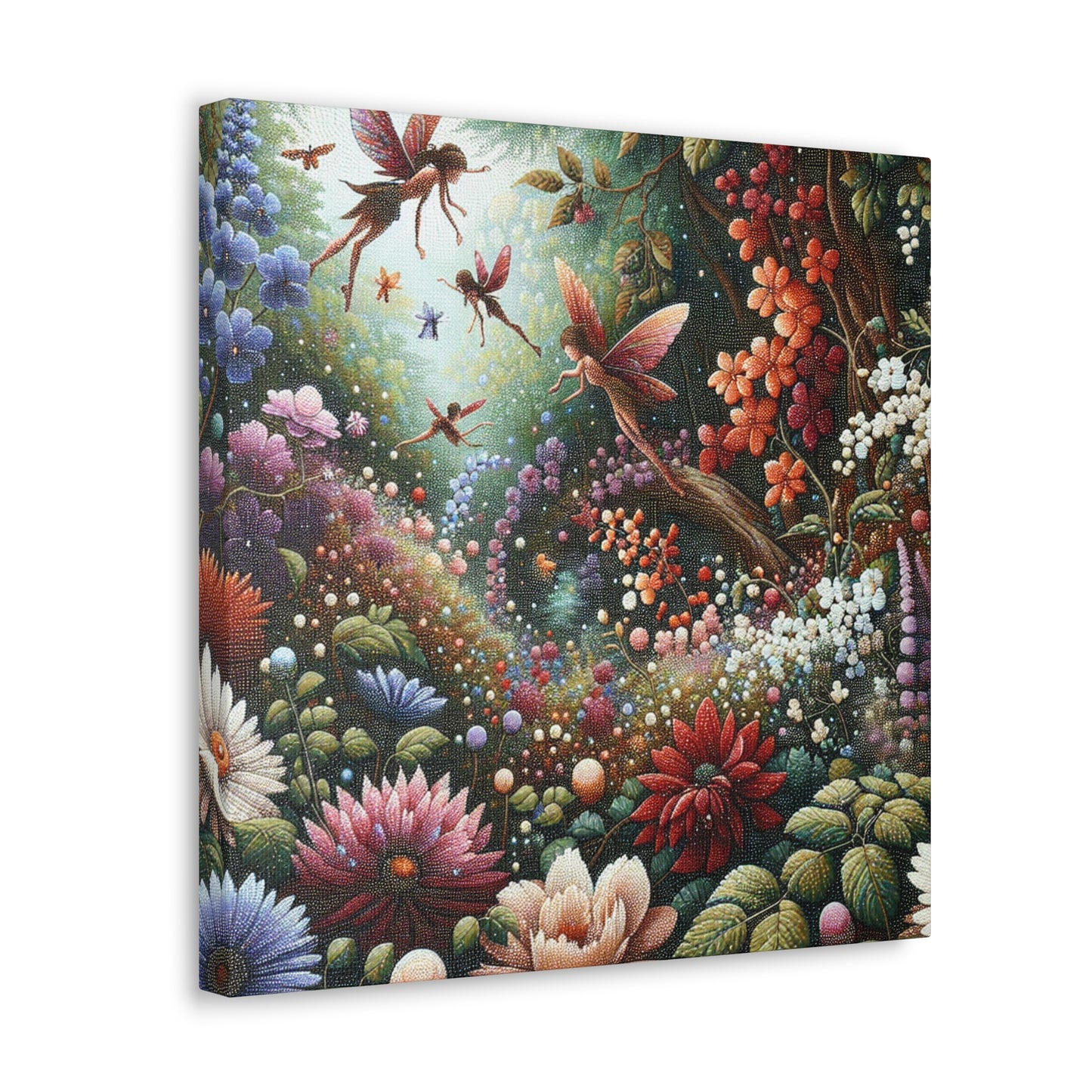 Whimsical Blooms and Sprites - Canvas