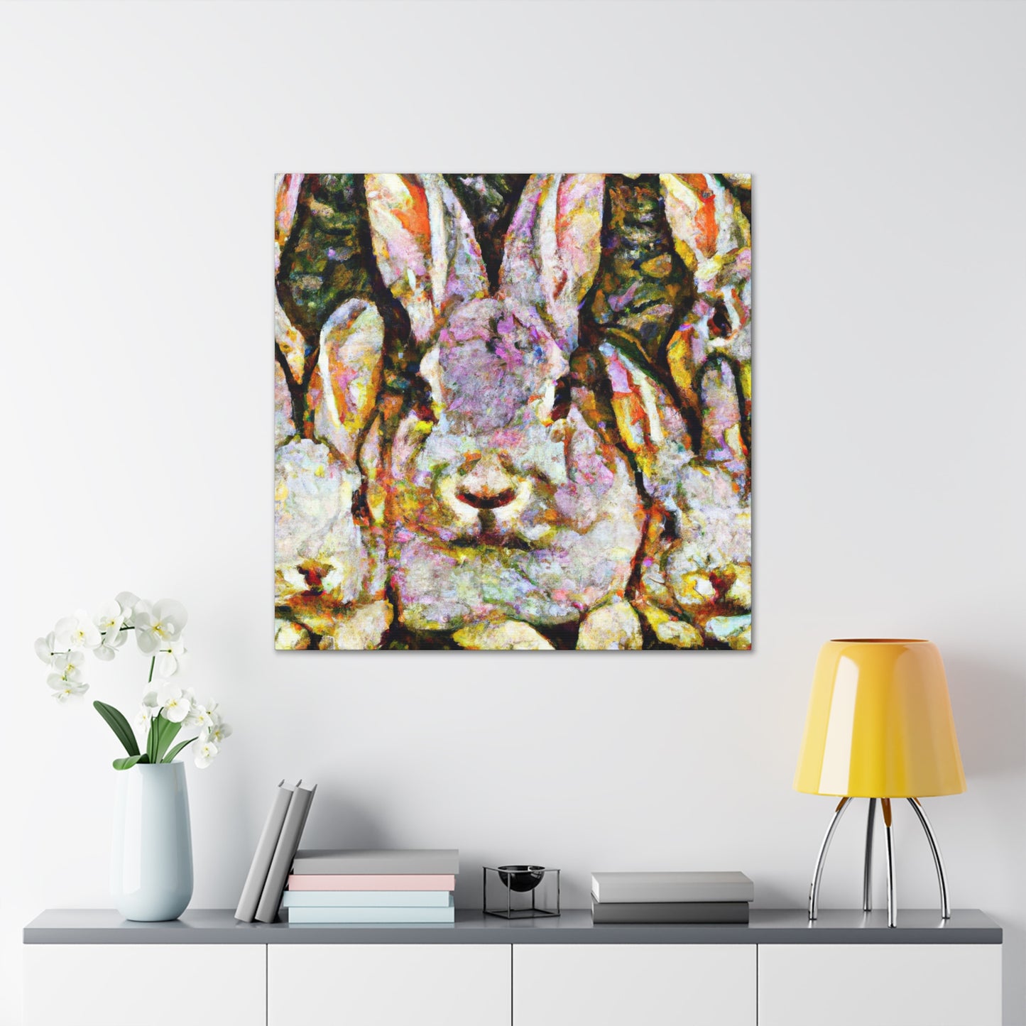 "Rabbit Among Daisies" - Canvas