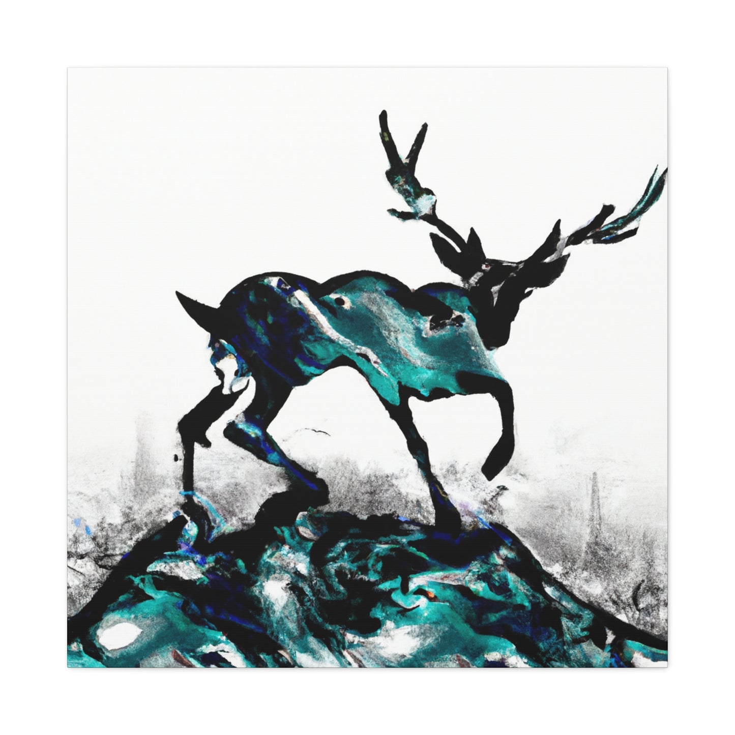 Deer in Moonlight Glade - Canvas