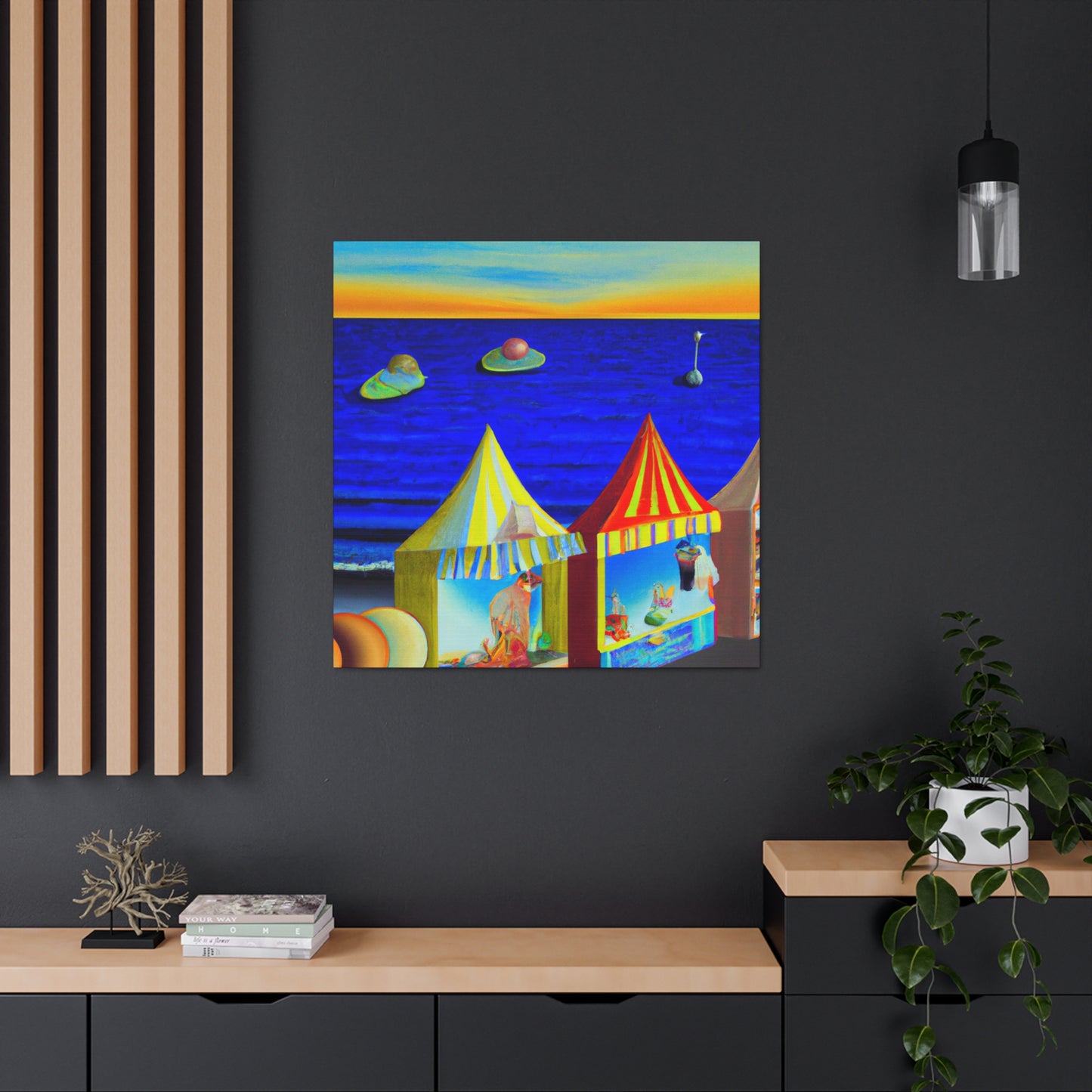 "Beach Shops Dreamscape" - Canvas