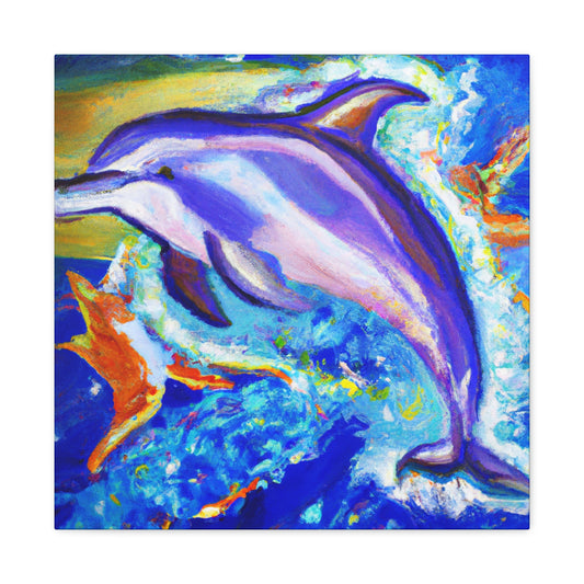 Dolphins Along the Shore - Canvas